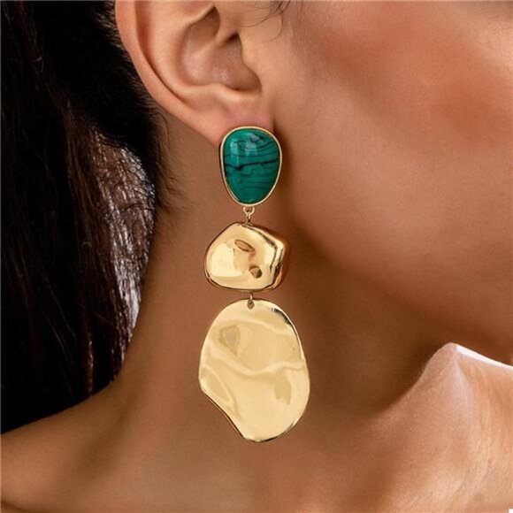 18K Gold-Plated Alloy Drop Earrings - Picture 1 of 5